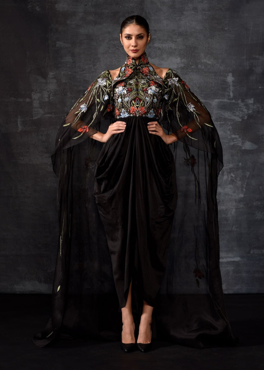 dramatic black ensemble gown - samantchauhan Apparel & Accessories