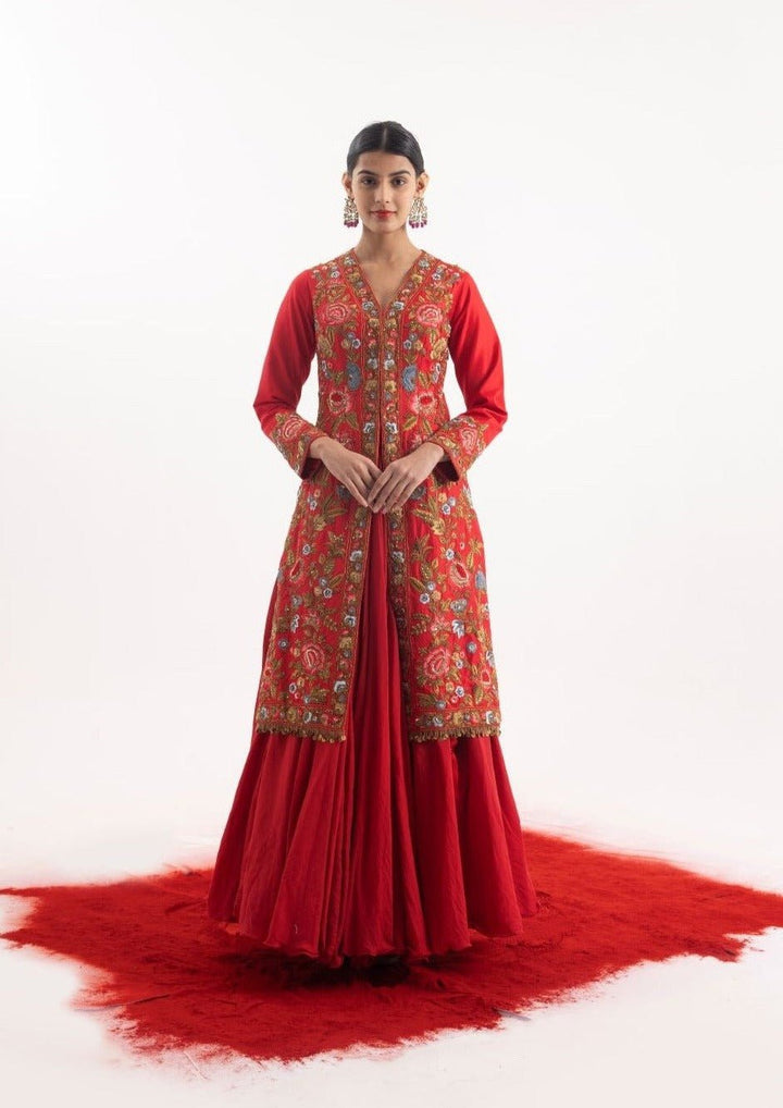 Elegant 2 - piece set showcasing a red jacket set - samantchauhan Apparel &amp; Accessories