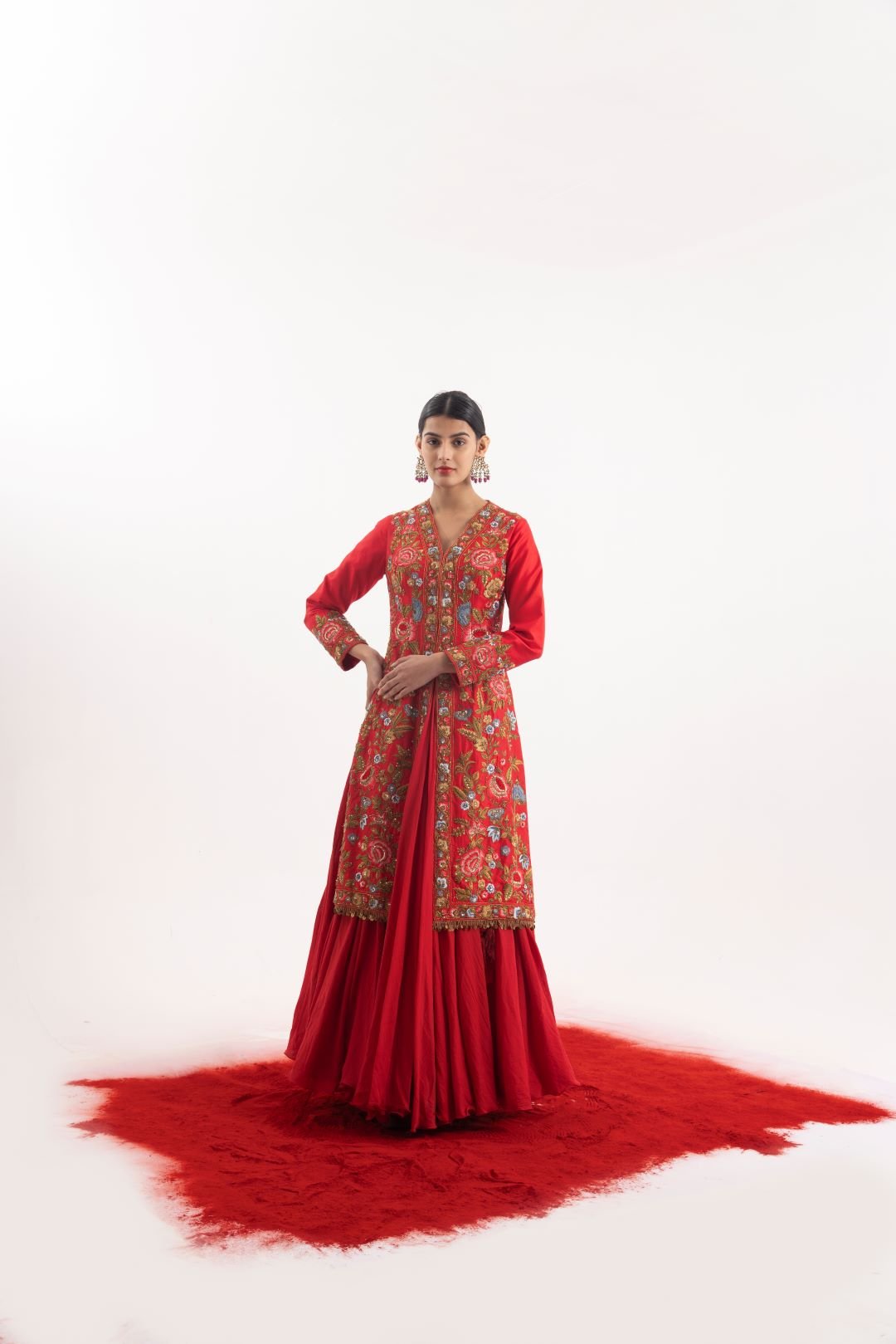 Elegant 2 - piece set showcasing a red jacket set - samantchauhan Apparel & Accessories