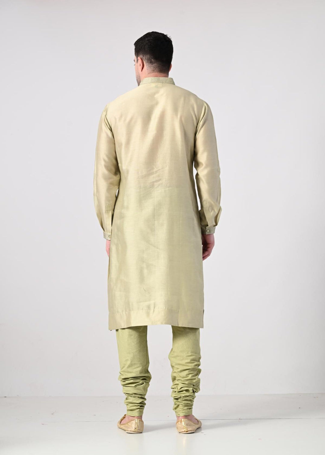 elegant light gold kurta churidar set, paired with a beautifully embroidered beige Nehru jacket - samantchauhan Apparel &amp; Accessories