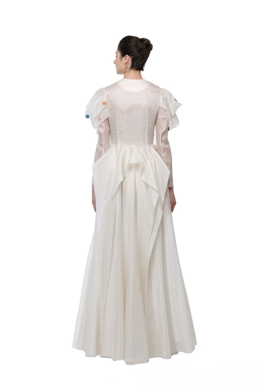 Elongated Puff - Sleeves Embroidered Gown - samantchauhan