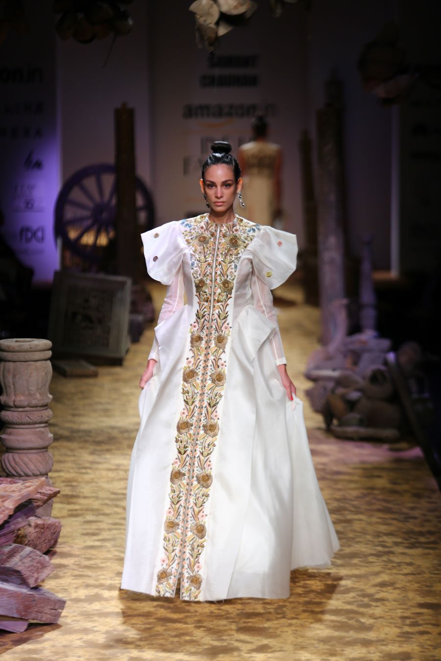 Elongated Puff - Sleeves Embroidered Gown - samantchauhan