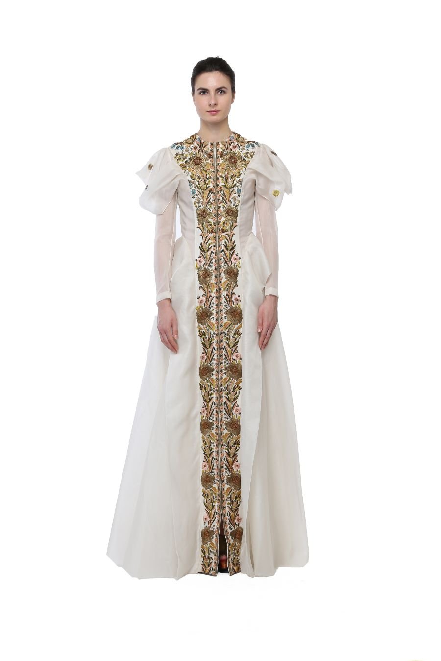 Elongated Puff - Sleeves Embroidered Gown - samantchauhan
