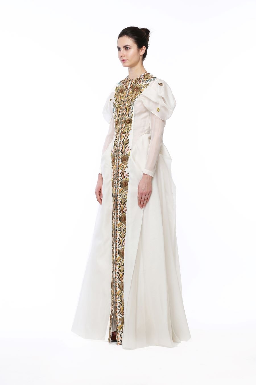 Elongated Puff - Sleeves Embroidered Gown - samantchauhan