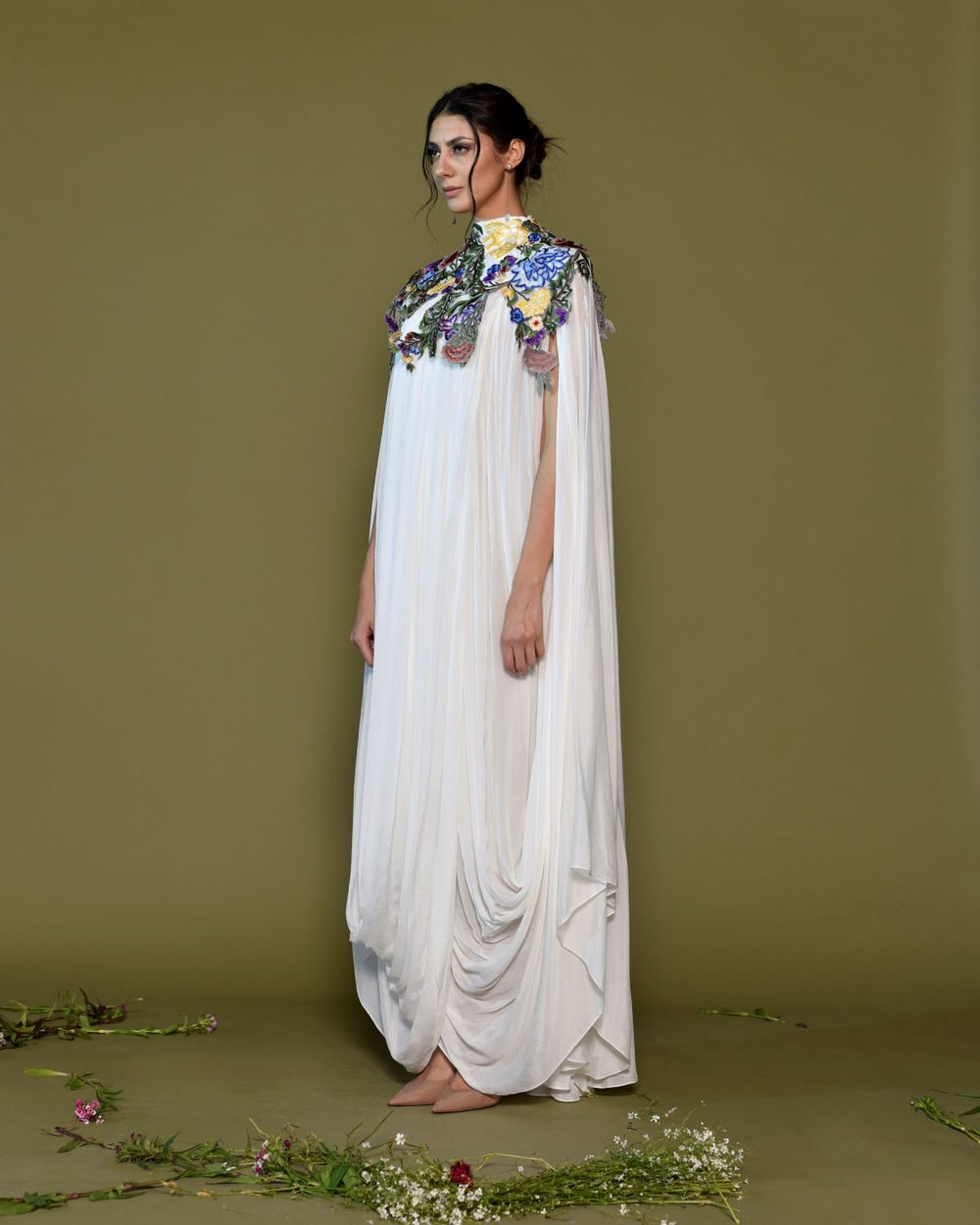 Emanate ethereal grace in multi color work Kaftan dress - samantchauhan Apparel & Accessories