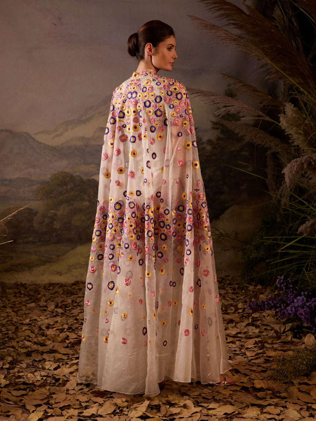 Embroidered Cape Bodysuit - samantchauhan Apparel & Accessories