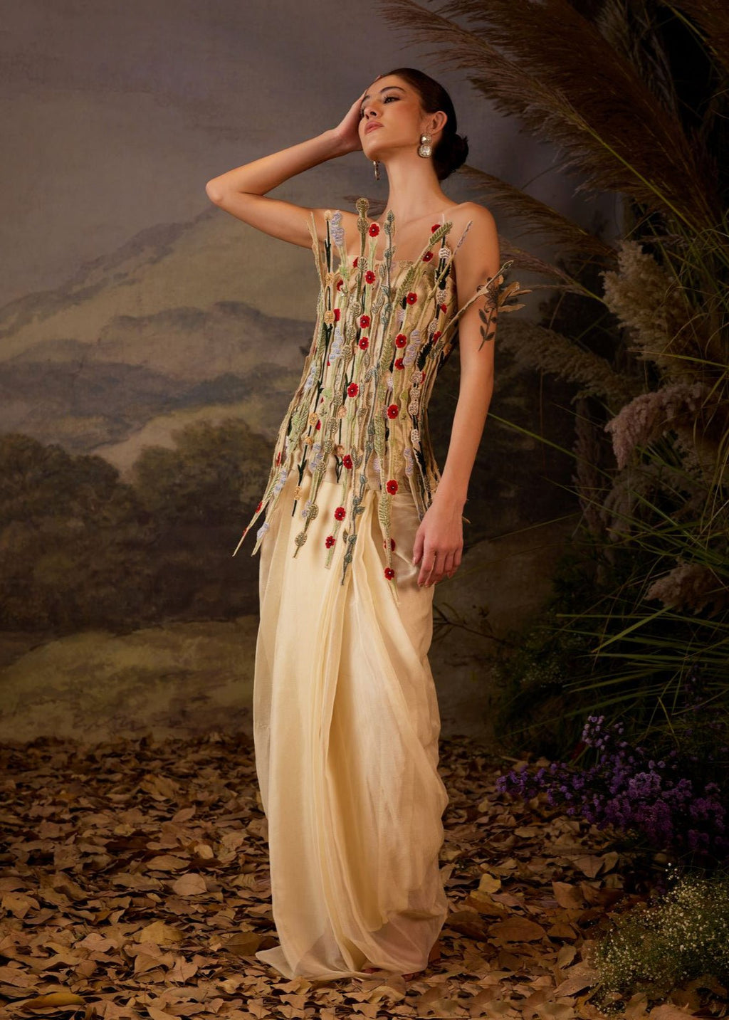 Embroidered Corset Drape dhoti skirt - samantchauhan Apparel & Accessories