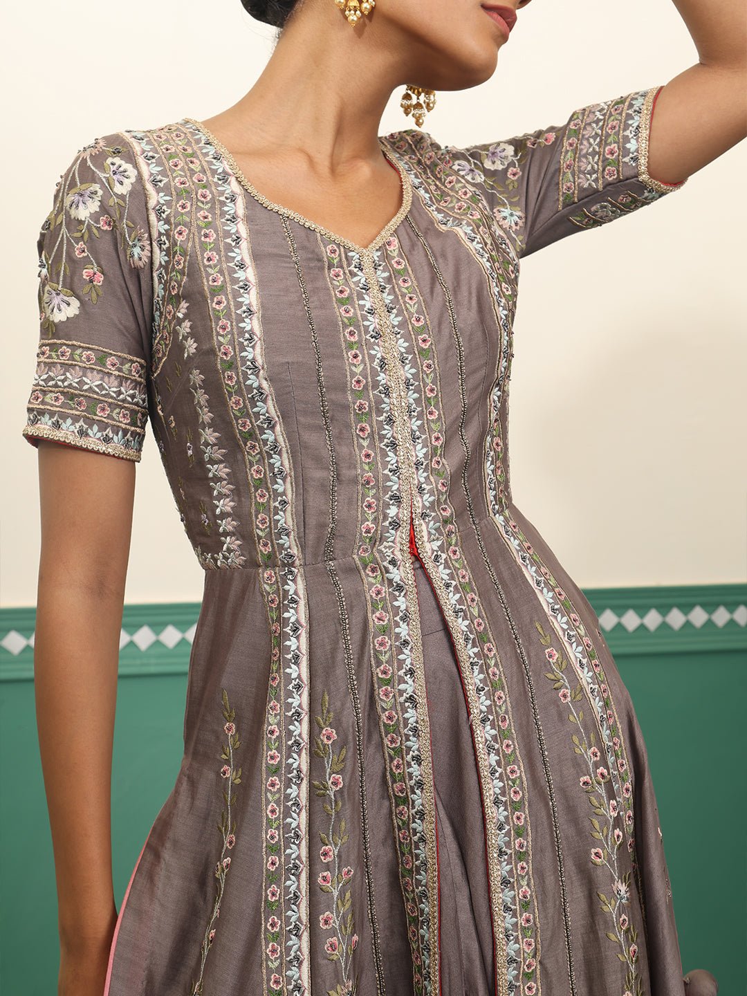 Embroidered front open dress - samantchauhan Apparel & Accessories