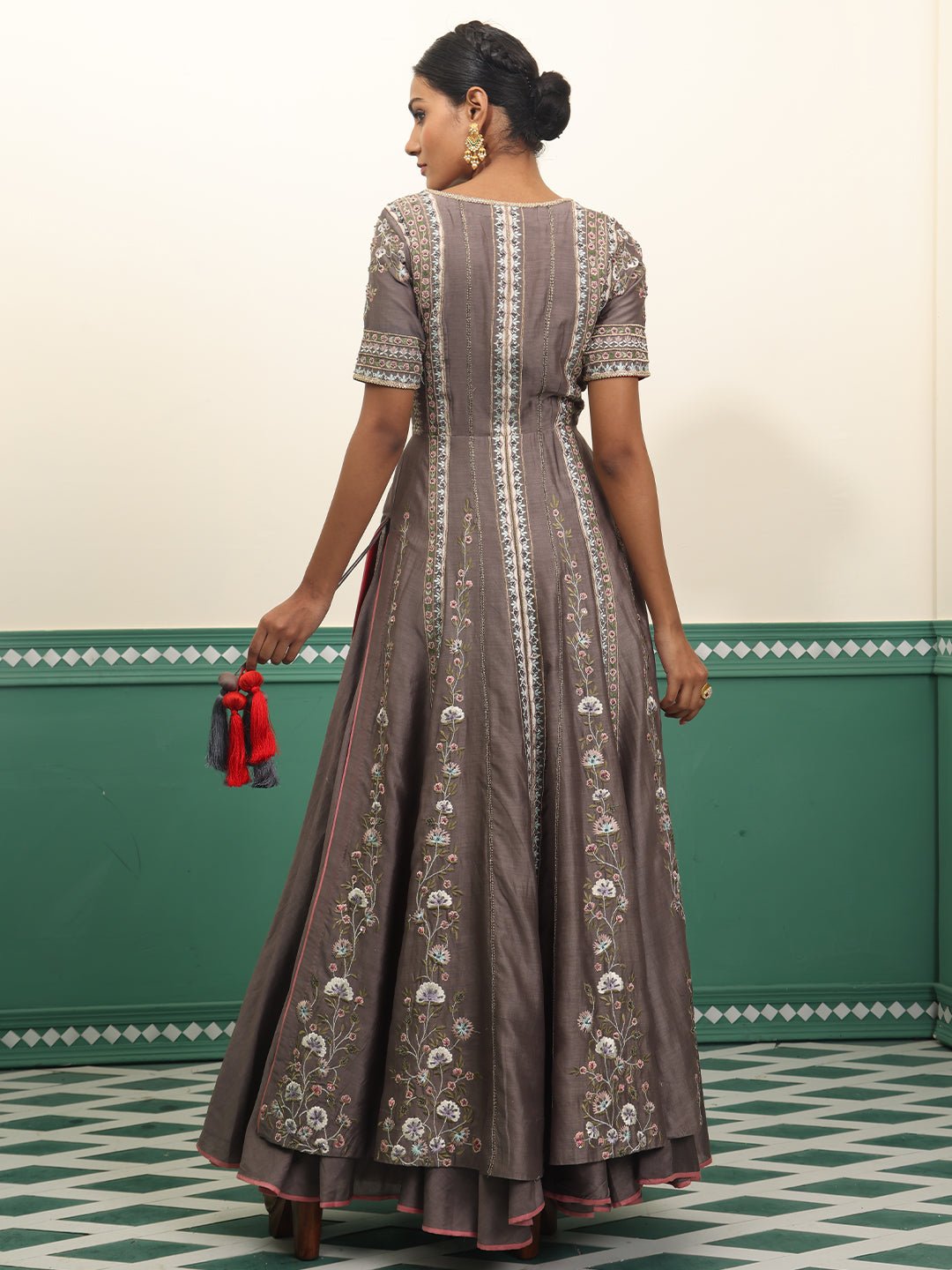 Embroidered front open dress - samantchauhan Apparel & Accessories