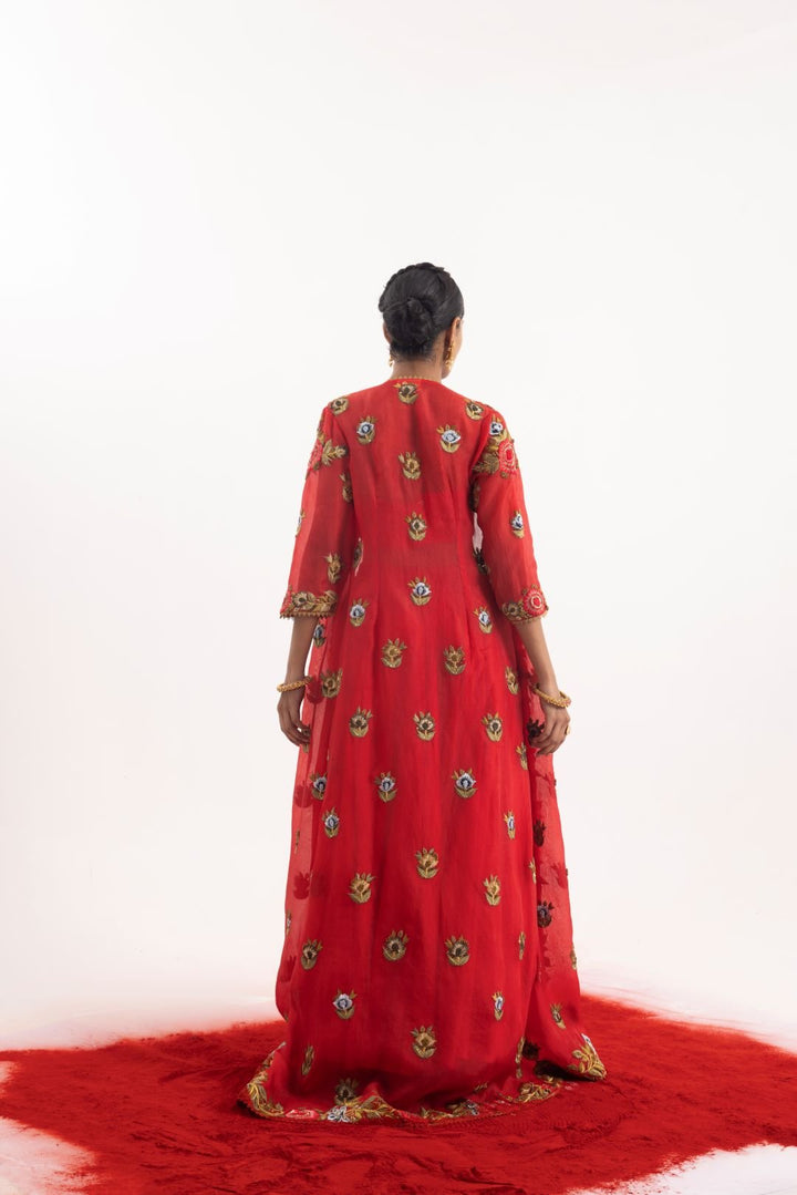 Exquisite 3 - piece set featuring a red long jacket set - samantchauhan Apparel &amp; Accessories