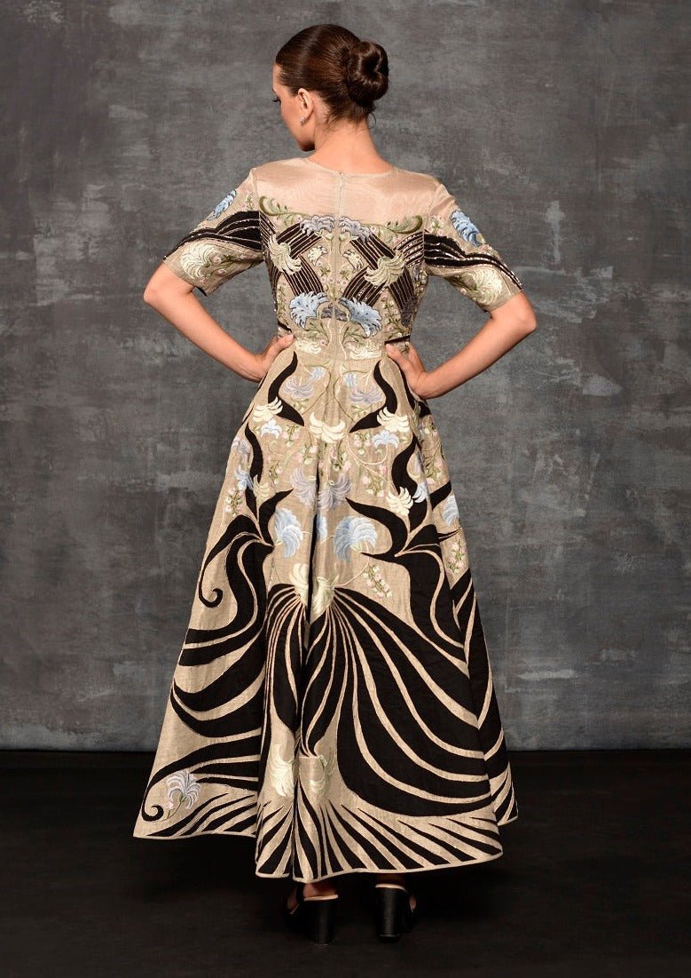 Featured here is a high - neck fit, A - line floor length gown - samantchauhan Apparel & Accessories