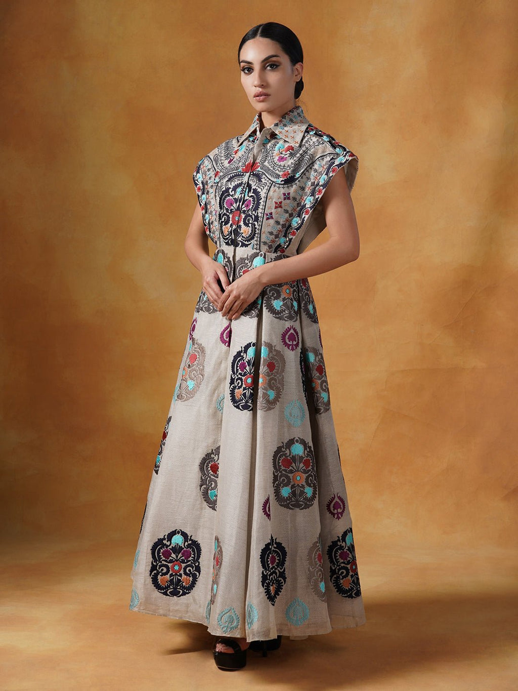 Featured here is a linen silk jacket style pleated - samantchauhan Apparel & Accessories