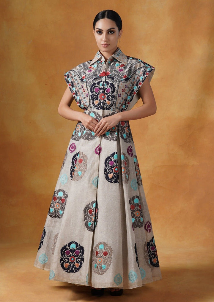 Featured here is a linen silk jacket style pleated - samantchauhan Apparel &amp; Accessories