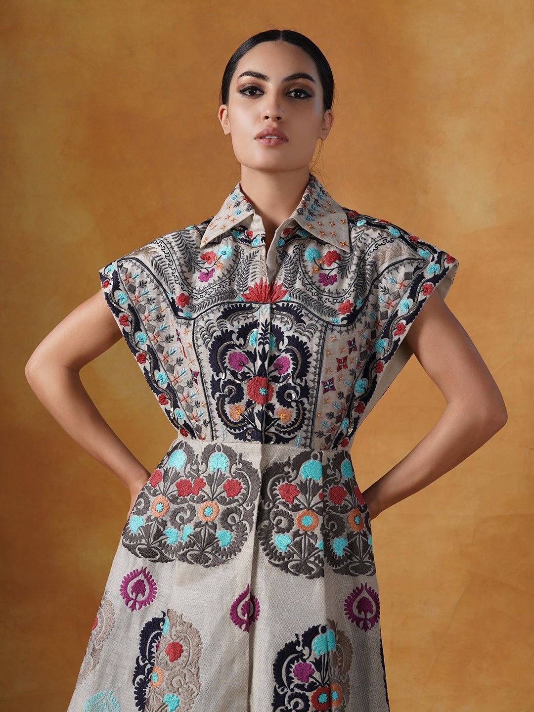 Featured here is a linen silk jacket style pleated - samantchauhan Apparel & Accessories