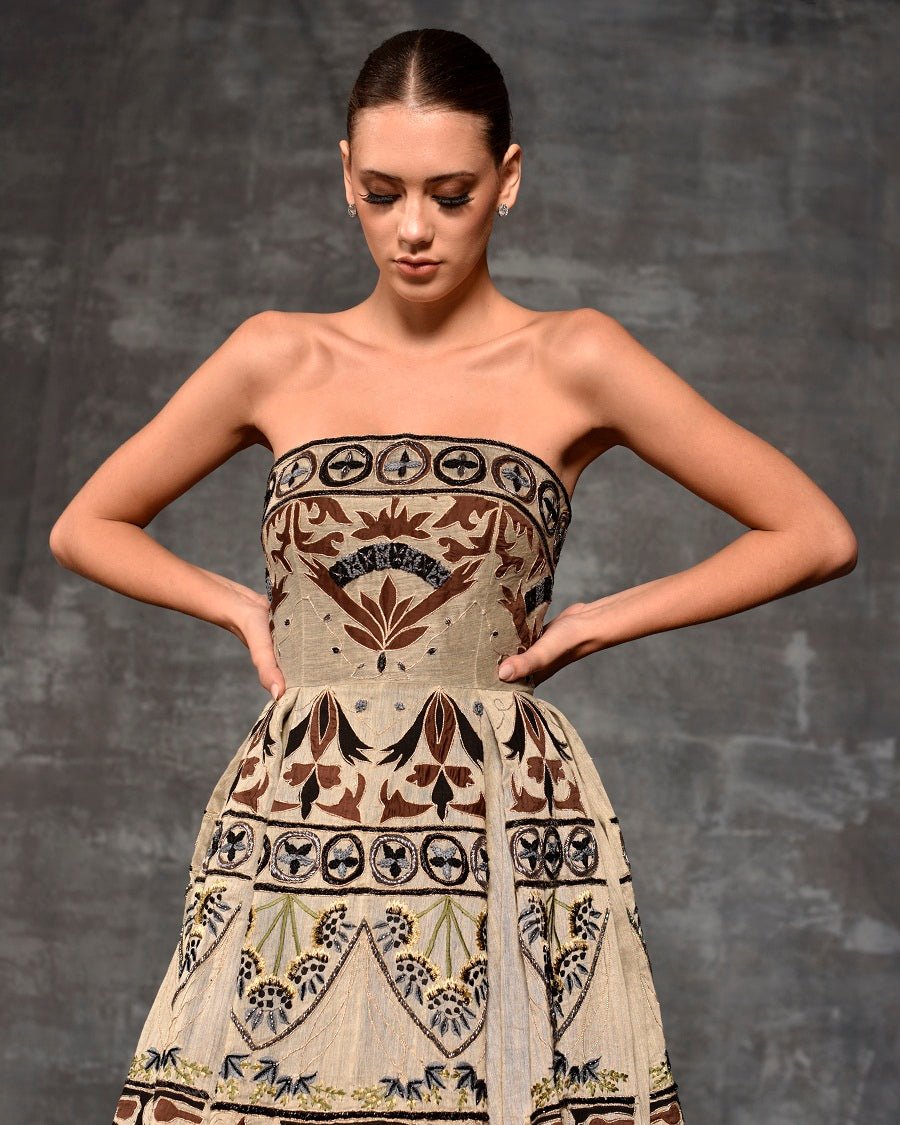 Fit & flare Bustier Embroidered Gown - samantchauhan