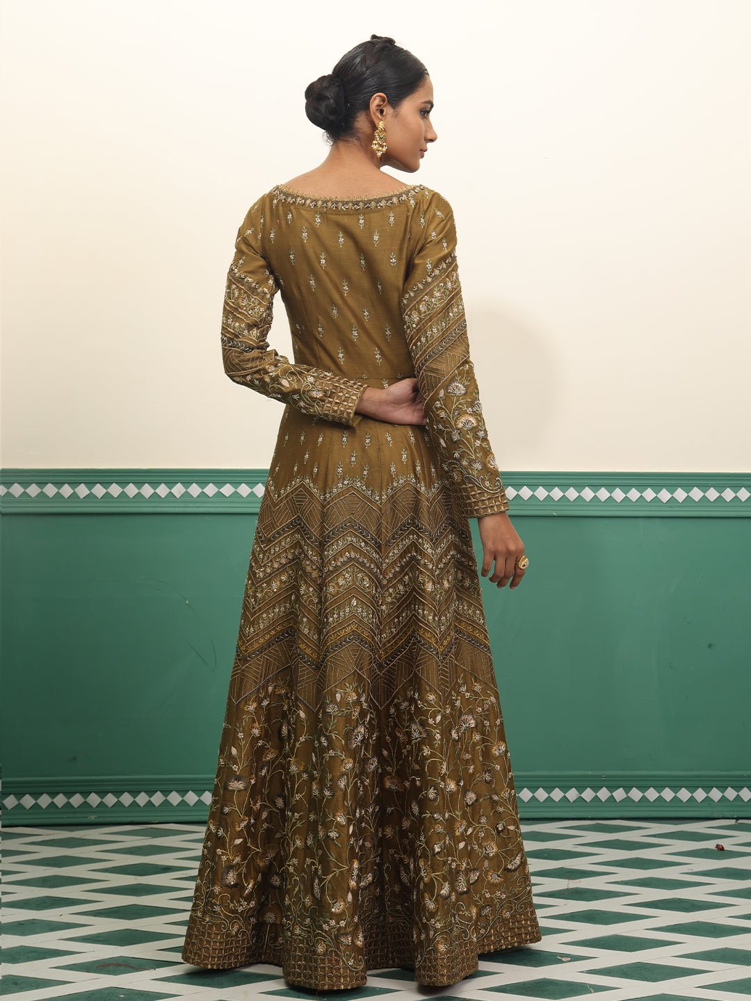 Floor length embroiderd front open dress - samantchauhan Apparel & Accessories