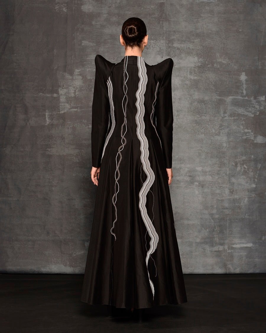 Floor - length gown with a lapel neckline - samantchauhan Apparel & Accessories