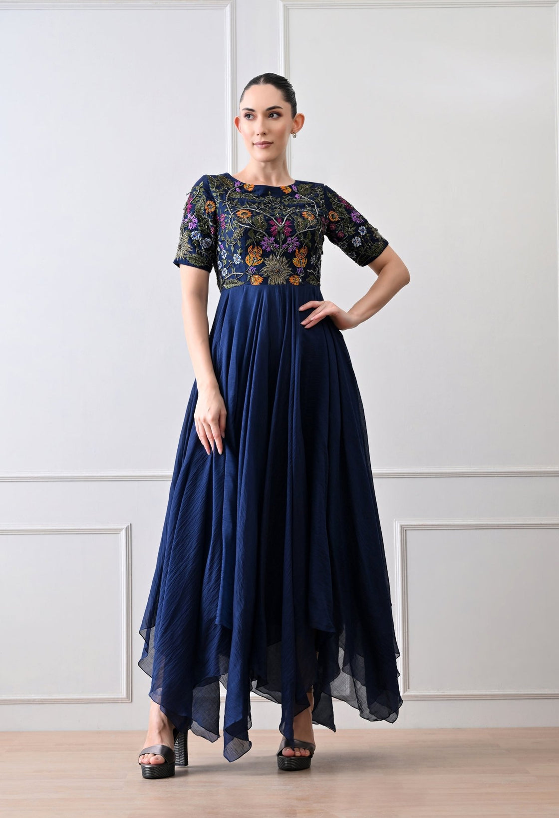 Floraison Blue Anarkali - samantchauhan Apparel & Accessories