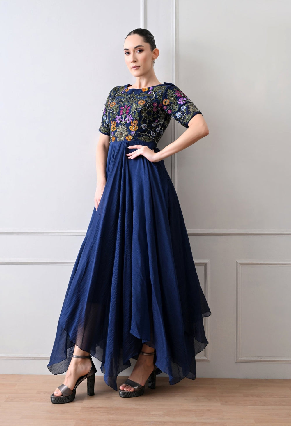 Floraison Blue Anarkali - samantchauhan Apparel & Accessories