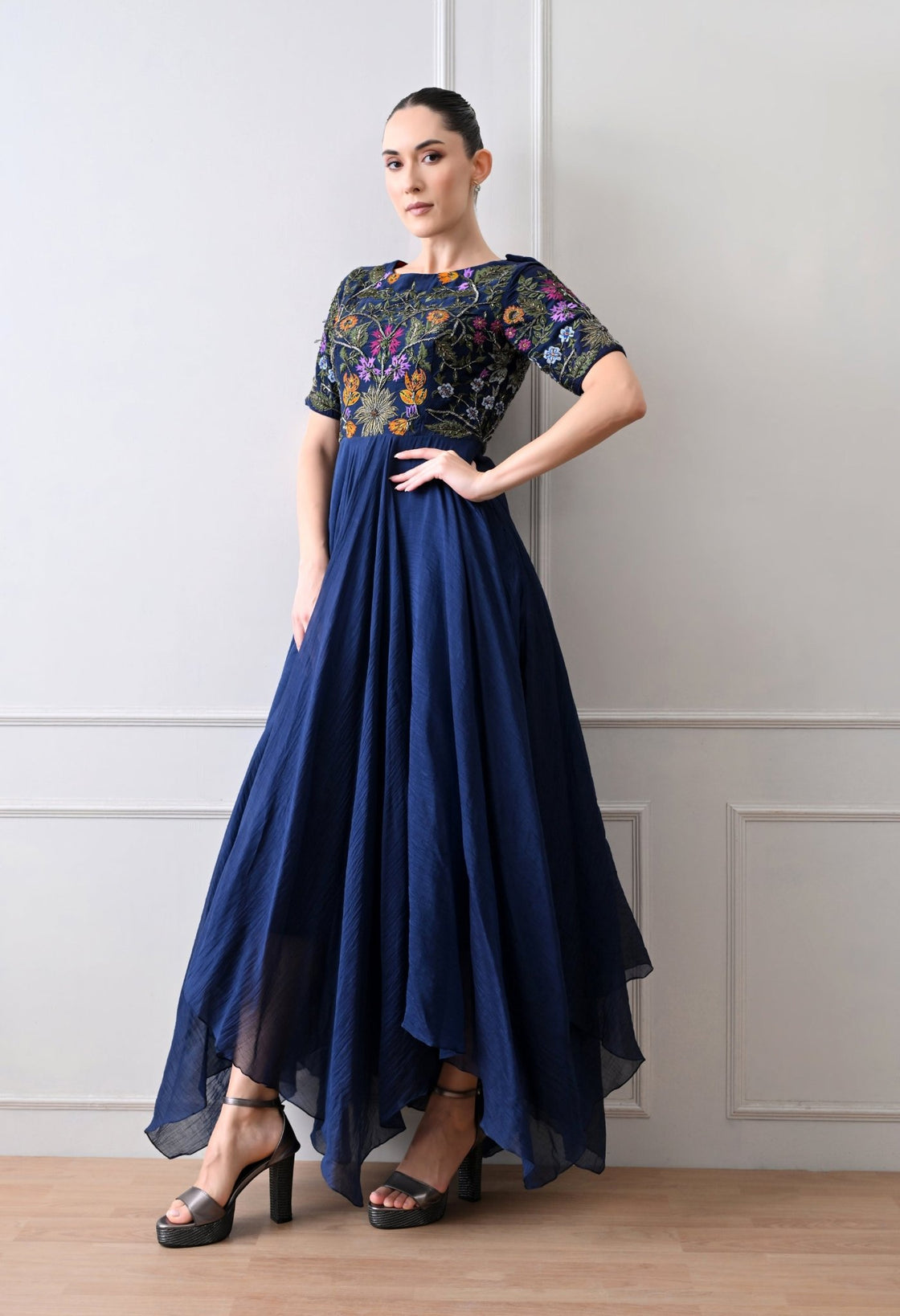 Floraison Blue Anarkali - samantchauhan Apparel & Accessories
