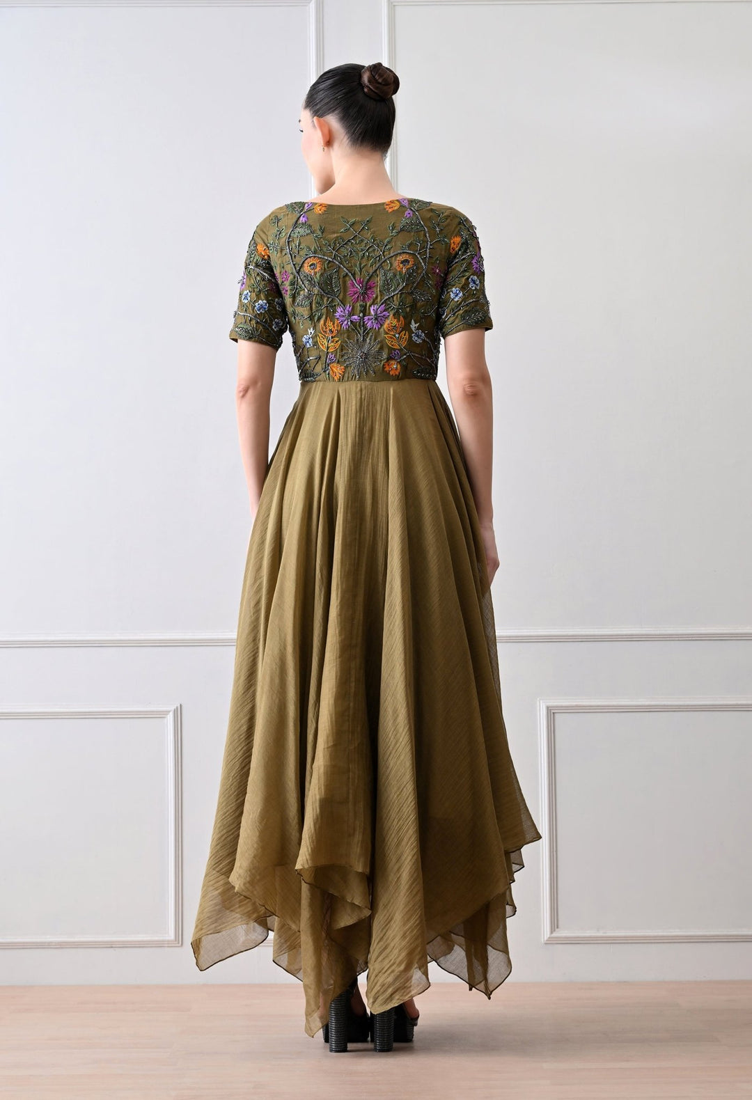 Floraison Olive Anarkali - samantchauhan Apparel &amp; Accessories