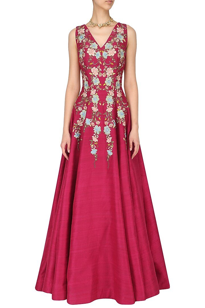 Floral Embroidered anarkali - samantchauhan