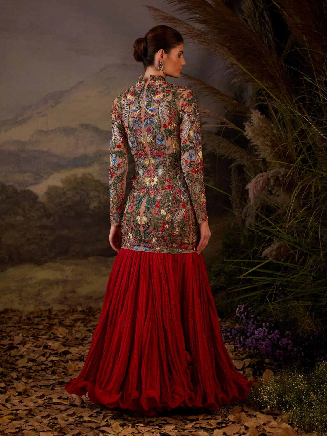 Floral Embroidered Mini Dress with skirt - samantchauhan Apparel & Accessories