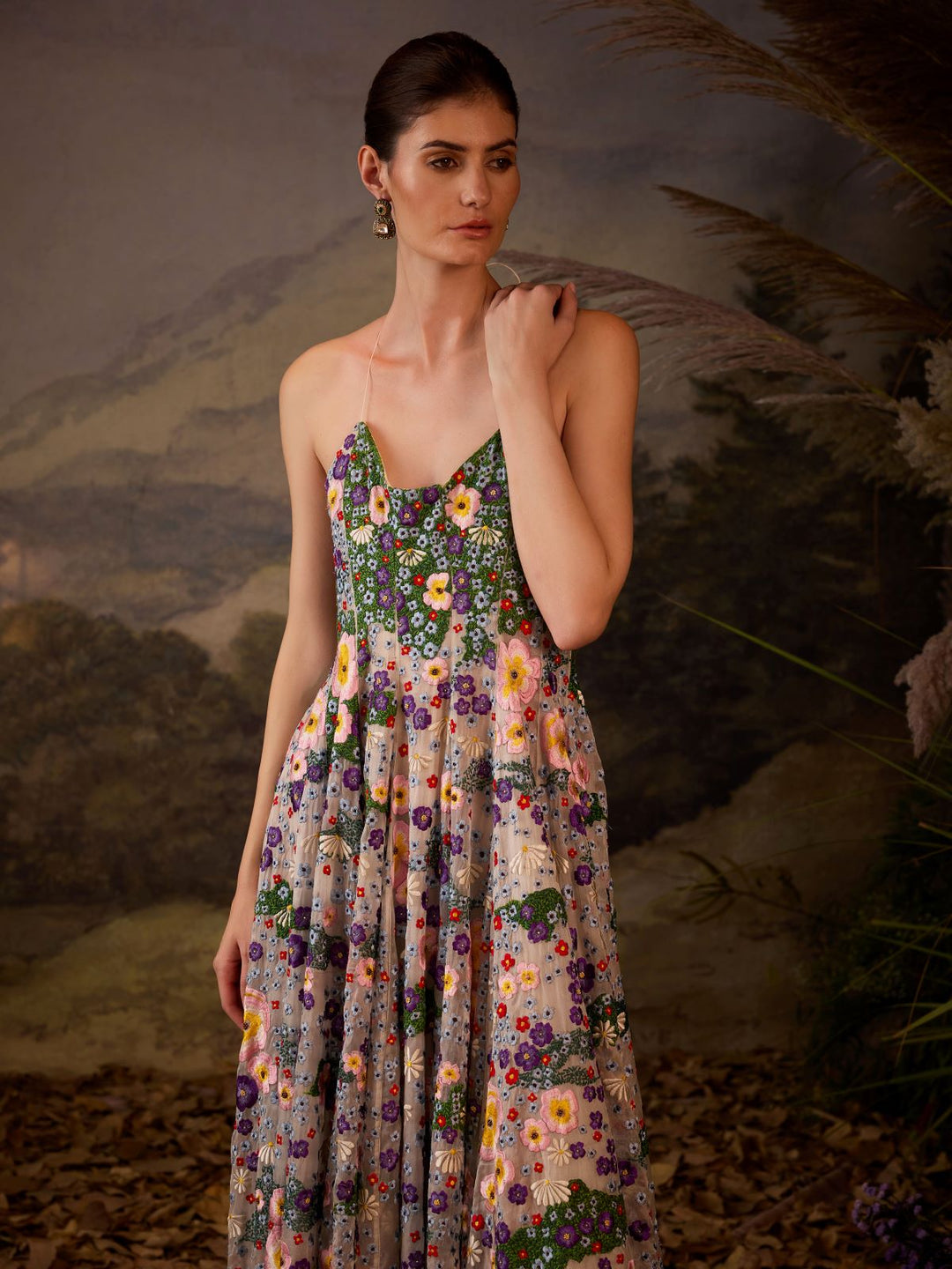 Floral Halter Neck Gown.