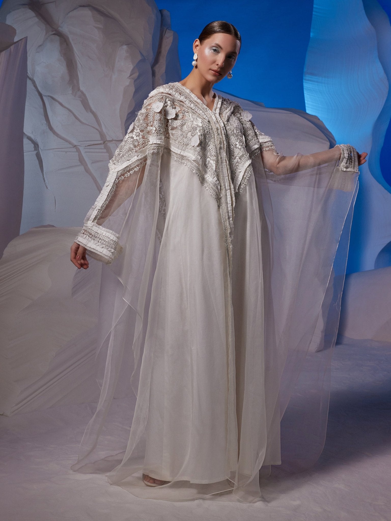 Front open kaftan in organza fabric - samantchauhan Apparel & Accessories