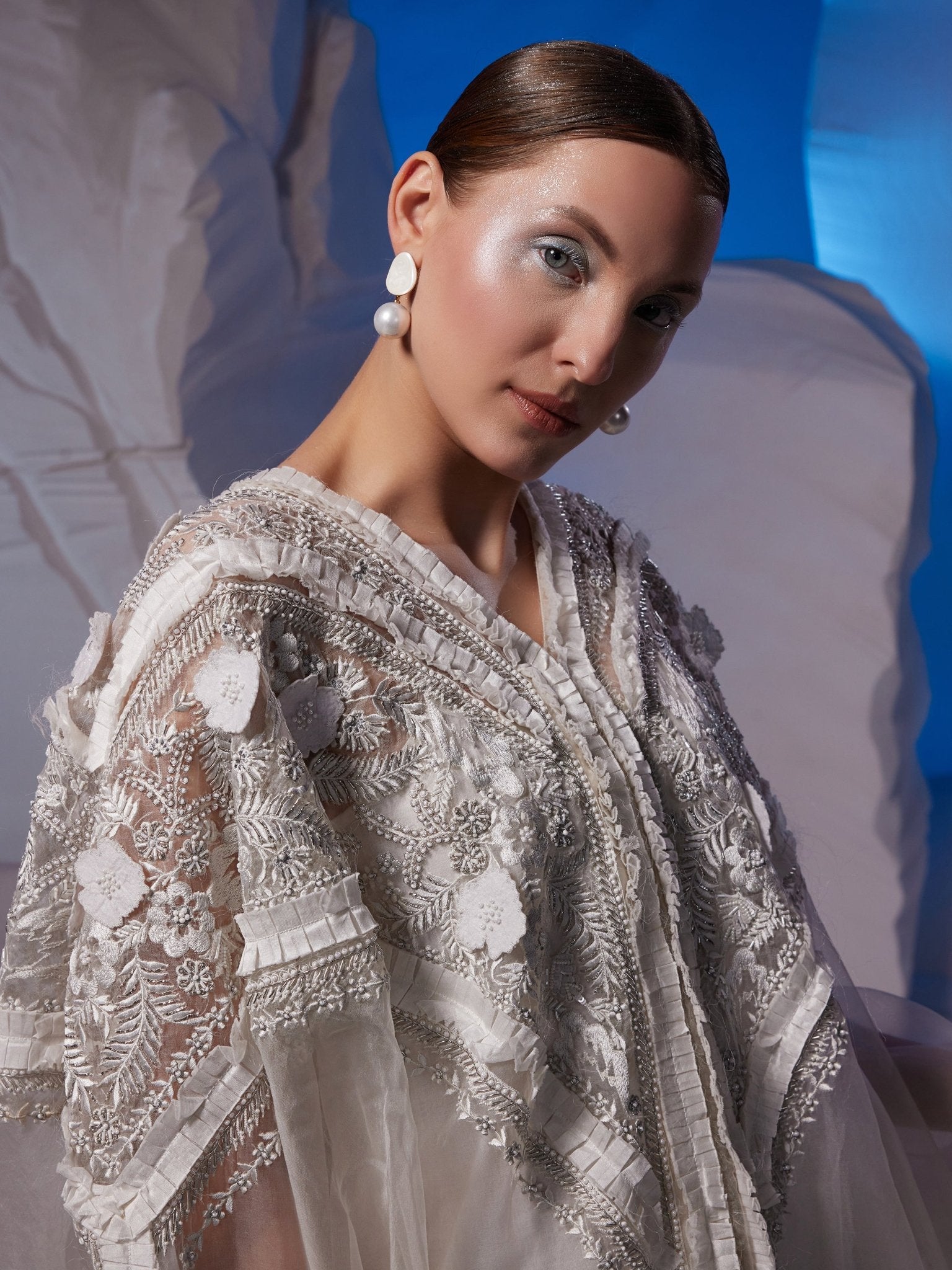 Front open kaftan in organza fabric - samantchauhan Apparel & Accessories