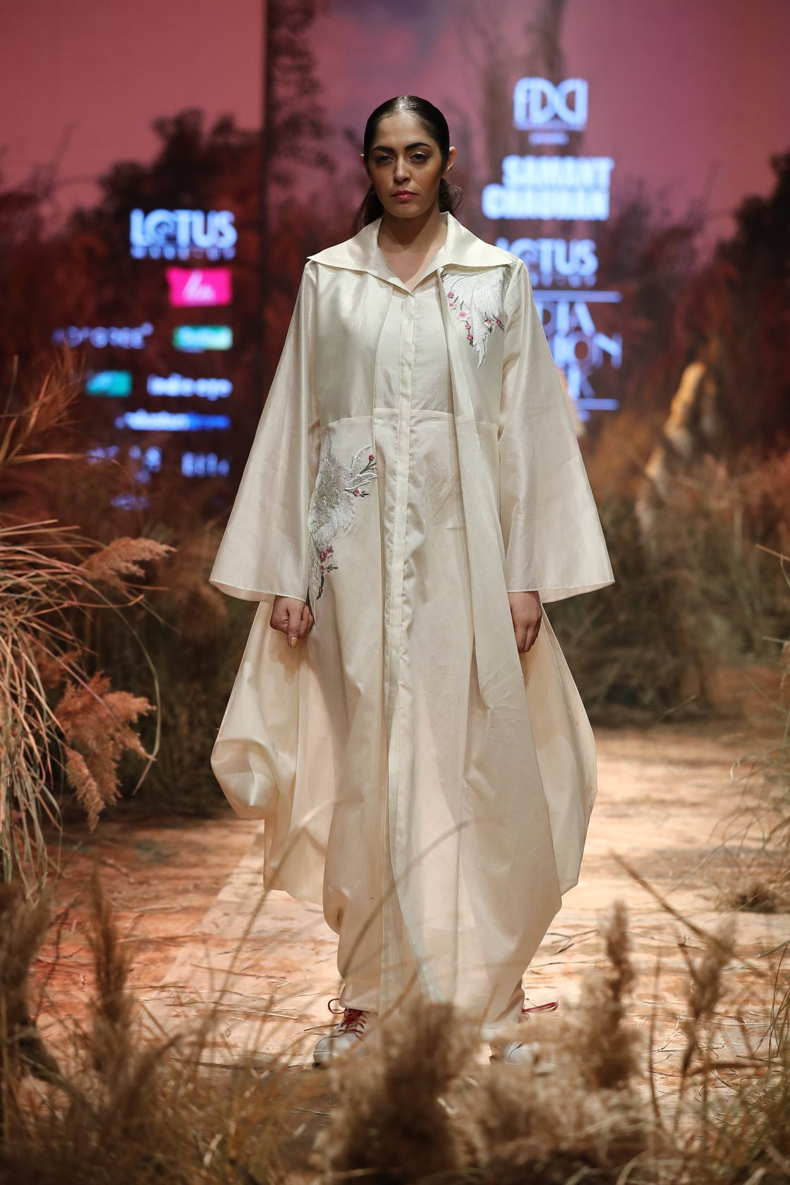 Front - Opening Draped Jacket Dress - samantchauhan