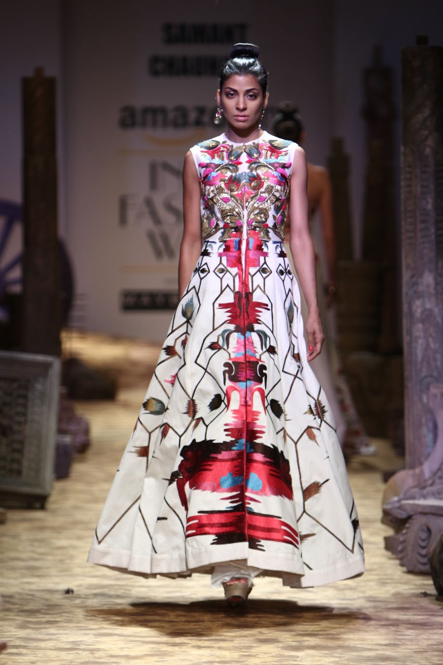 Front - opening Embroidered Gown - samantchauhan