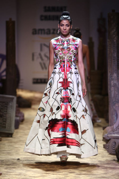 Front - opening Embroidered Gown - samantchauhan