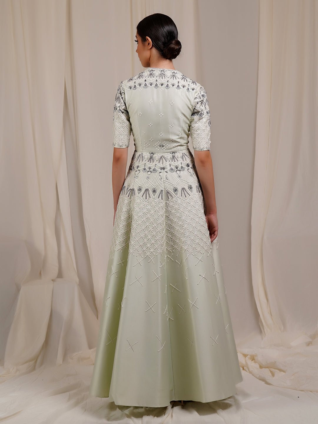 Front - Opening Embroidered Gown - samantchauhan