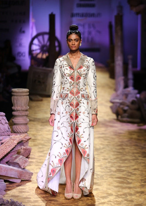 Front - Opening Embroidered Jacket Gown - samantchauhan