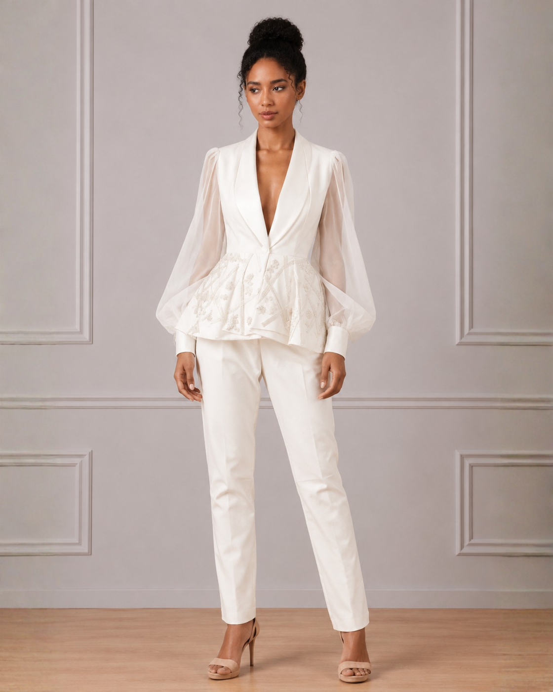Splurging neckline top with pants