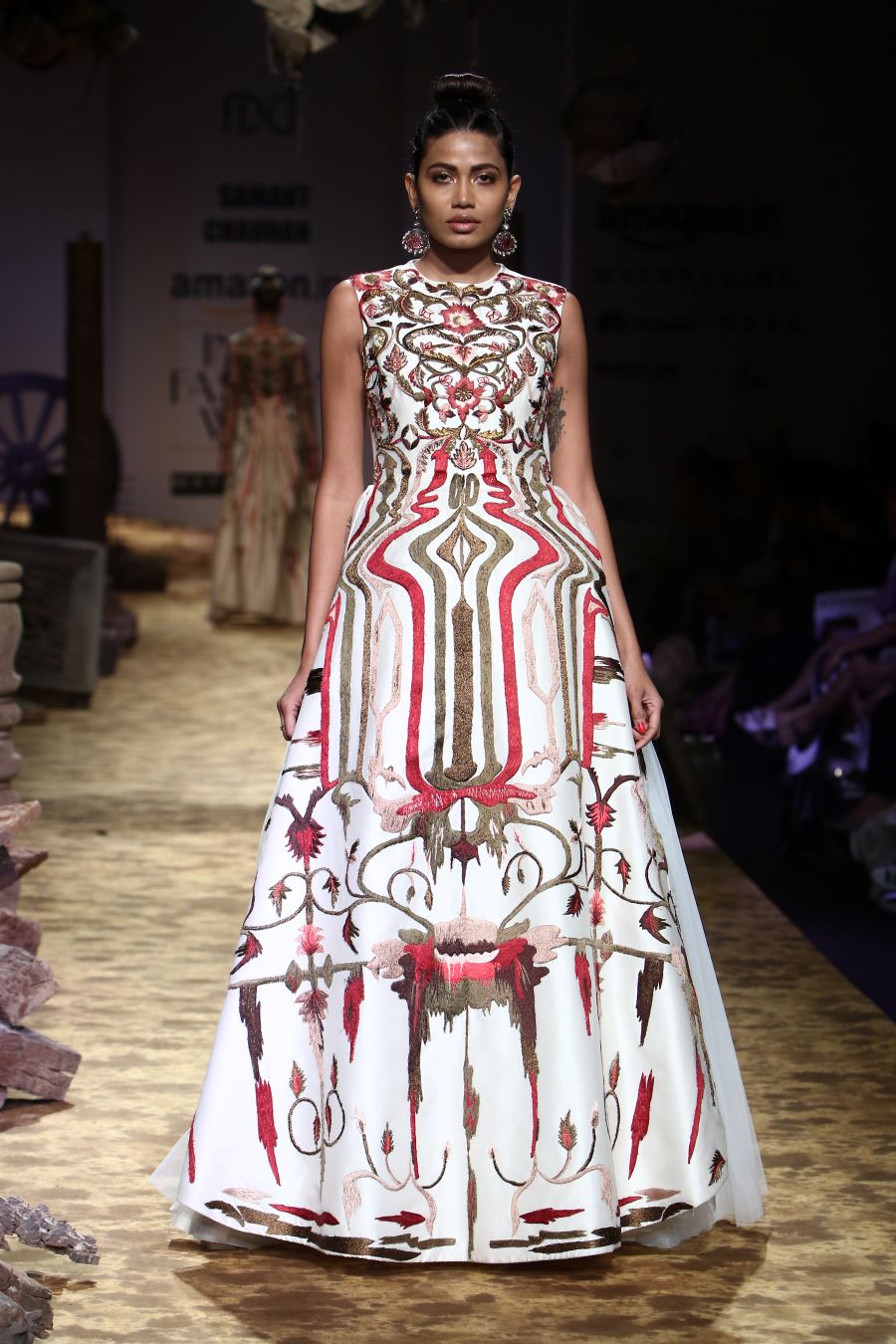 Geometric & Floral Embroidered Gown - samantchauhan