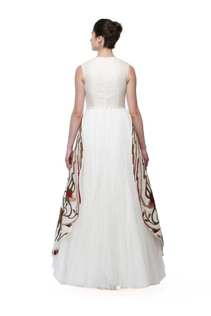 Geometric &amp; Floral Embroidered Gown - samantchauhan