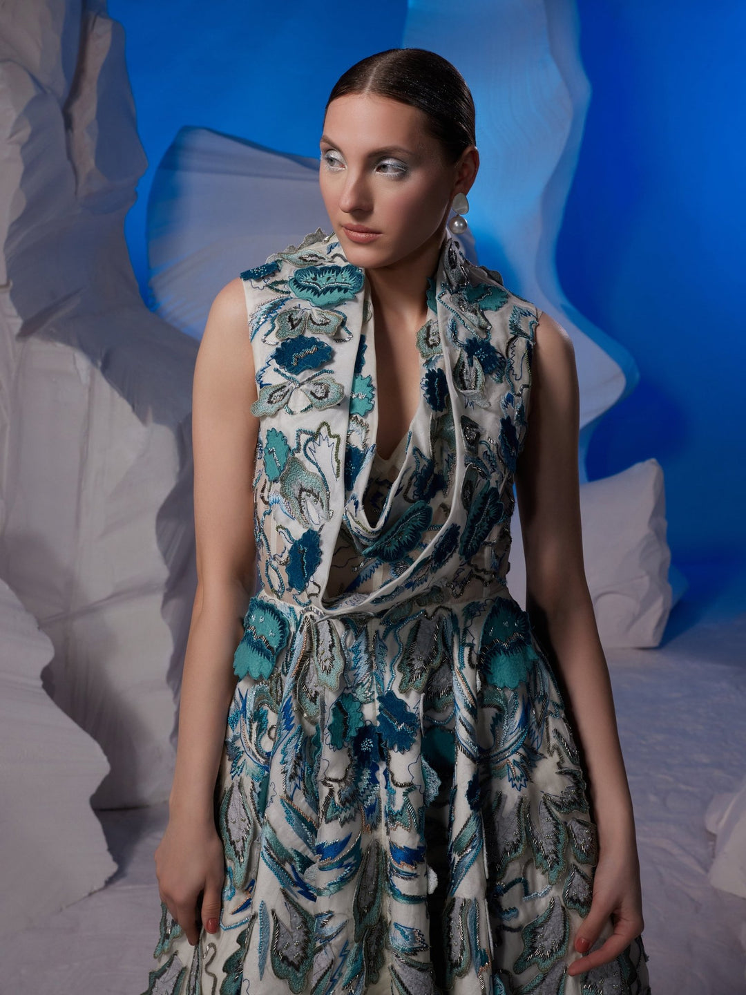 High - low hem gown with a cowl neckline - samantchauhan Apparel &amp; Accessories