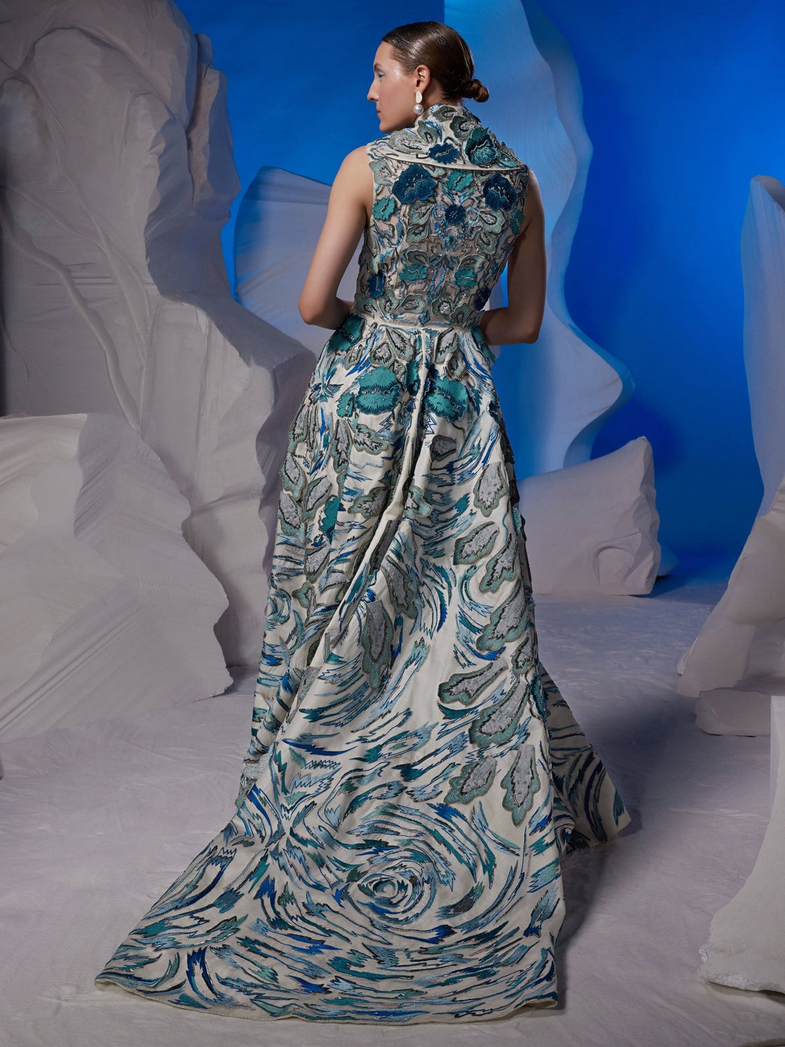 High - low hem gown with a cowl neckline - samantchauhan Apparel & Accessories
