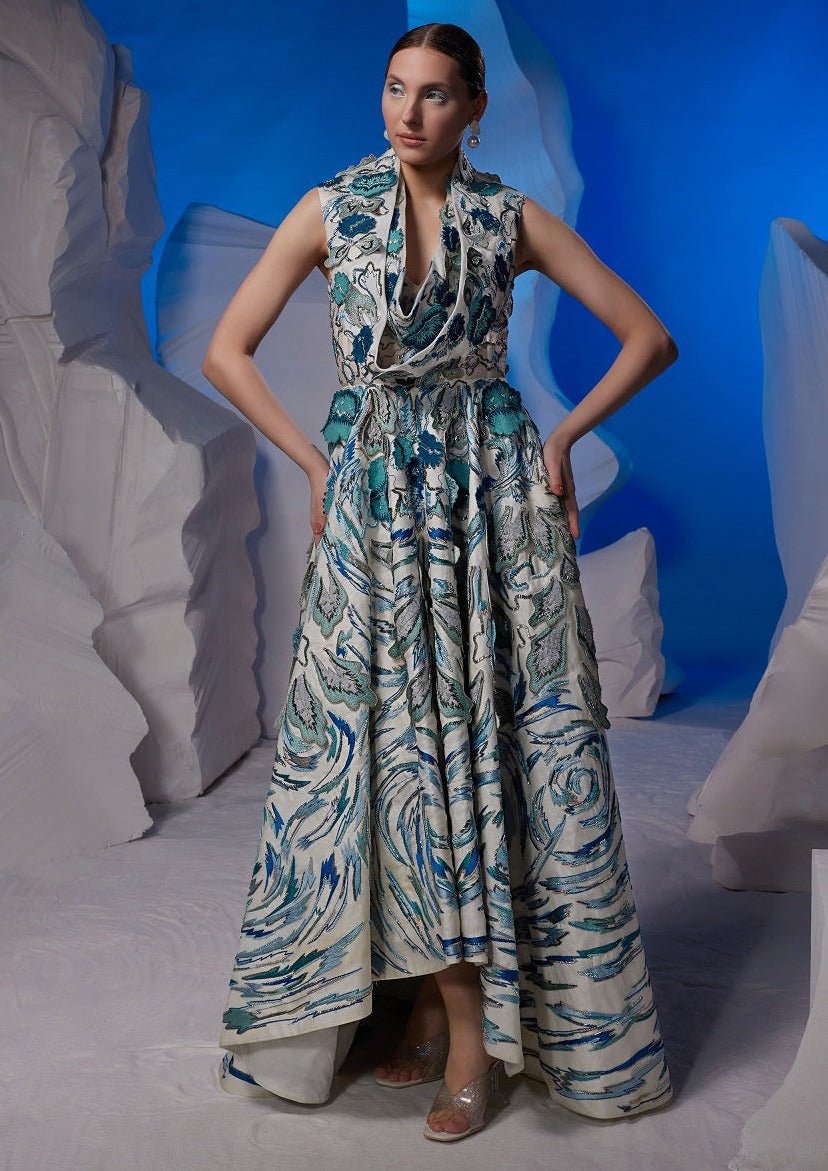 High - low hem gown with a cowl neckline - samantchauhan Apparel & Accessories