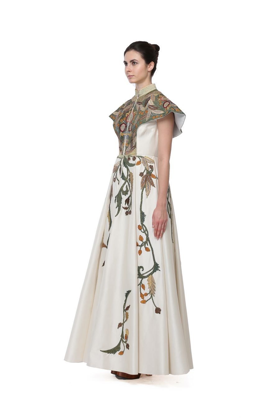 High Mandarin Embroidered Gown - samantchauhan