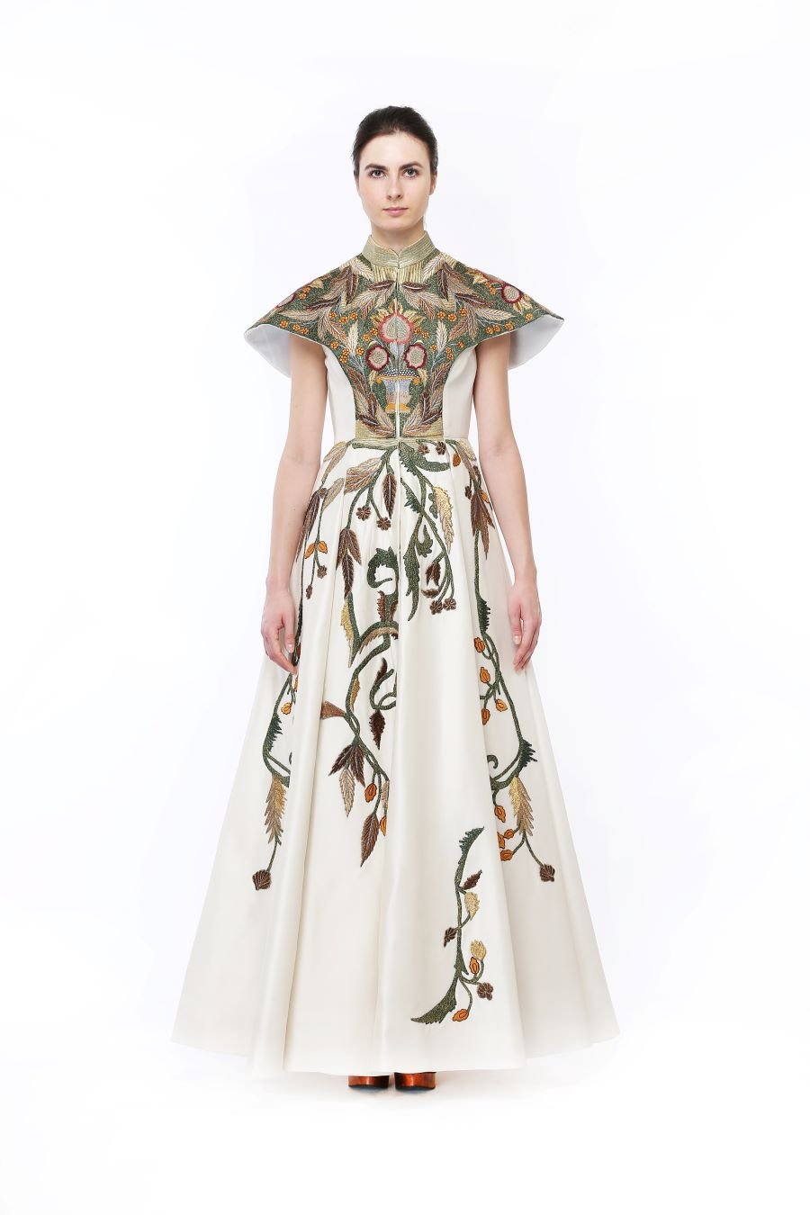 High Mandarin Embroidered Gown - samantchauhan