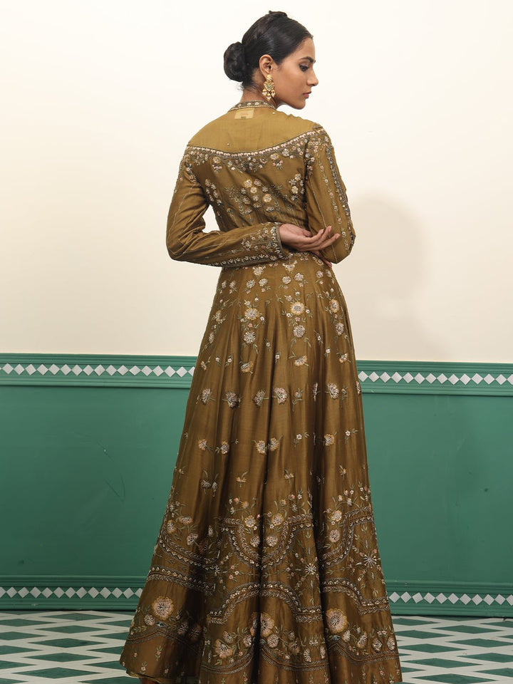High neck embroidered floor length dress - samantchauhan Apparel &amp; Accessories