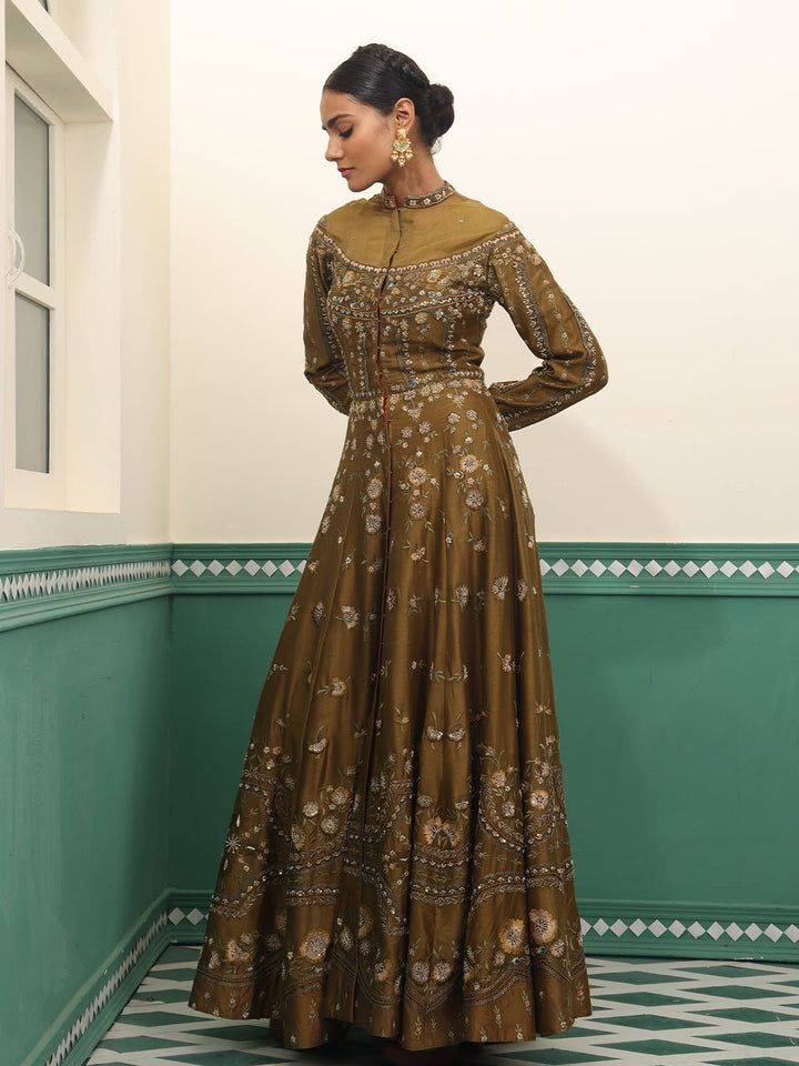 High neck embroidered floor length dress - samantchauhan Apparel &amp; Accessories