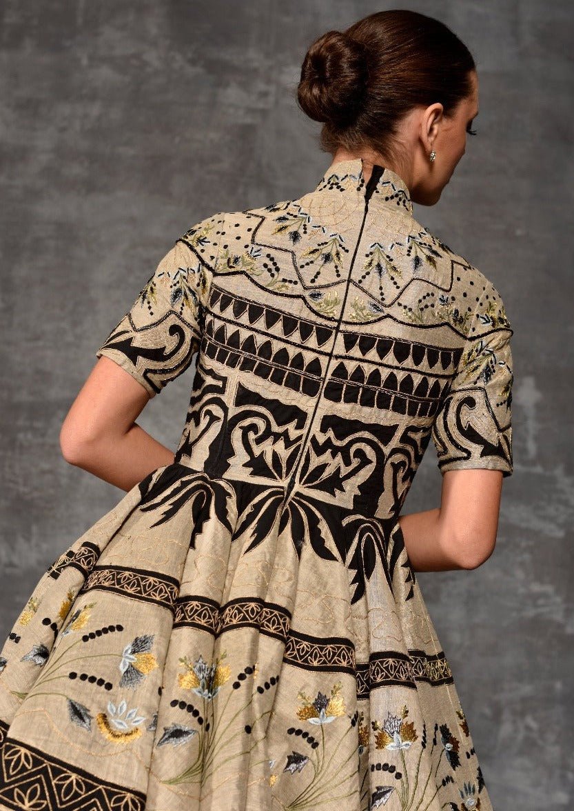 High - Neck Fit & Flare Gown - samantchauhan