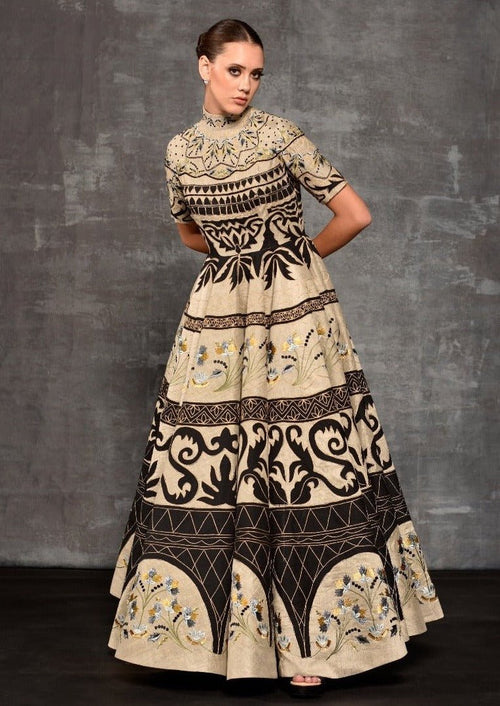 High - Neck Fit & Flare Gown - samantchauhan