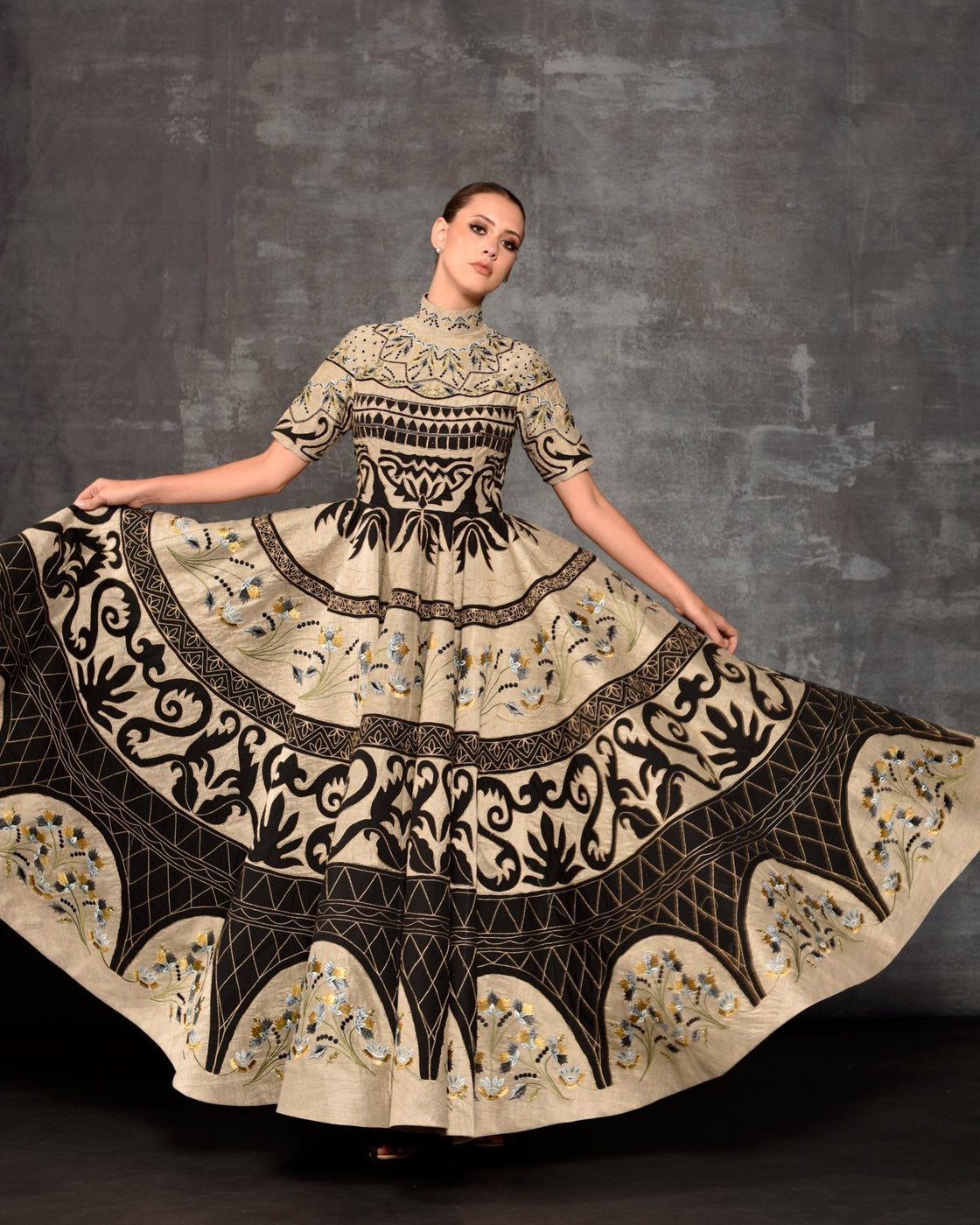 High - Neck Fit & Flare Gown - samantchauhan