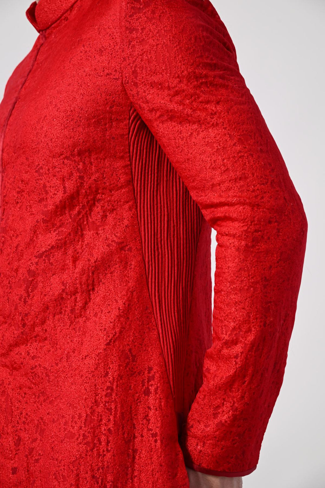 Indo - Western sherwani detailed red texture embroidery - samantchauhan Apparel & Accessories