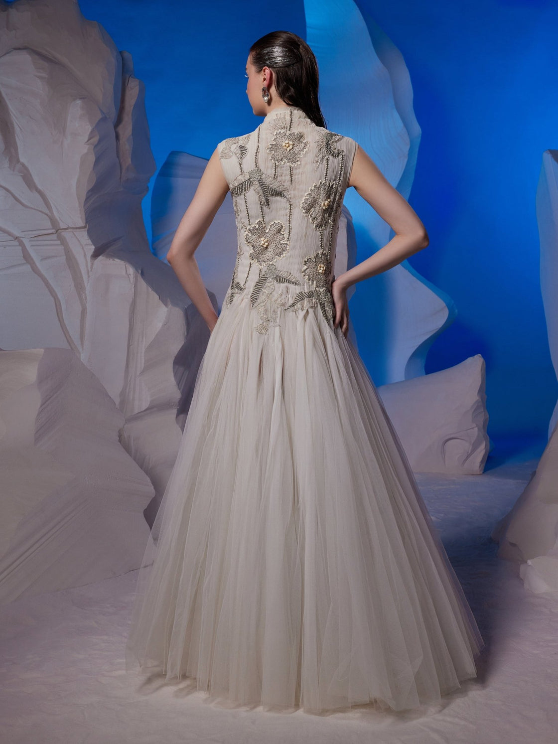 Ivory gown enhanced with zardozi embroidery - samantchauhan Apparel & Accessories